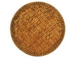 Exquisite Water Hyacinth Placemat with Rattan Rim - Round Handwoven Table Decor